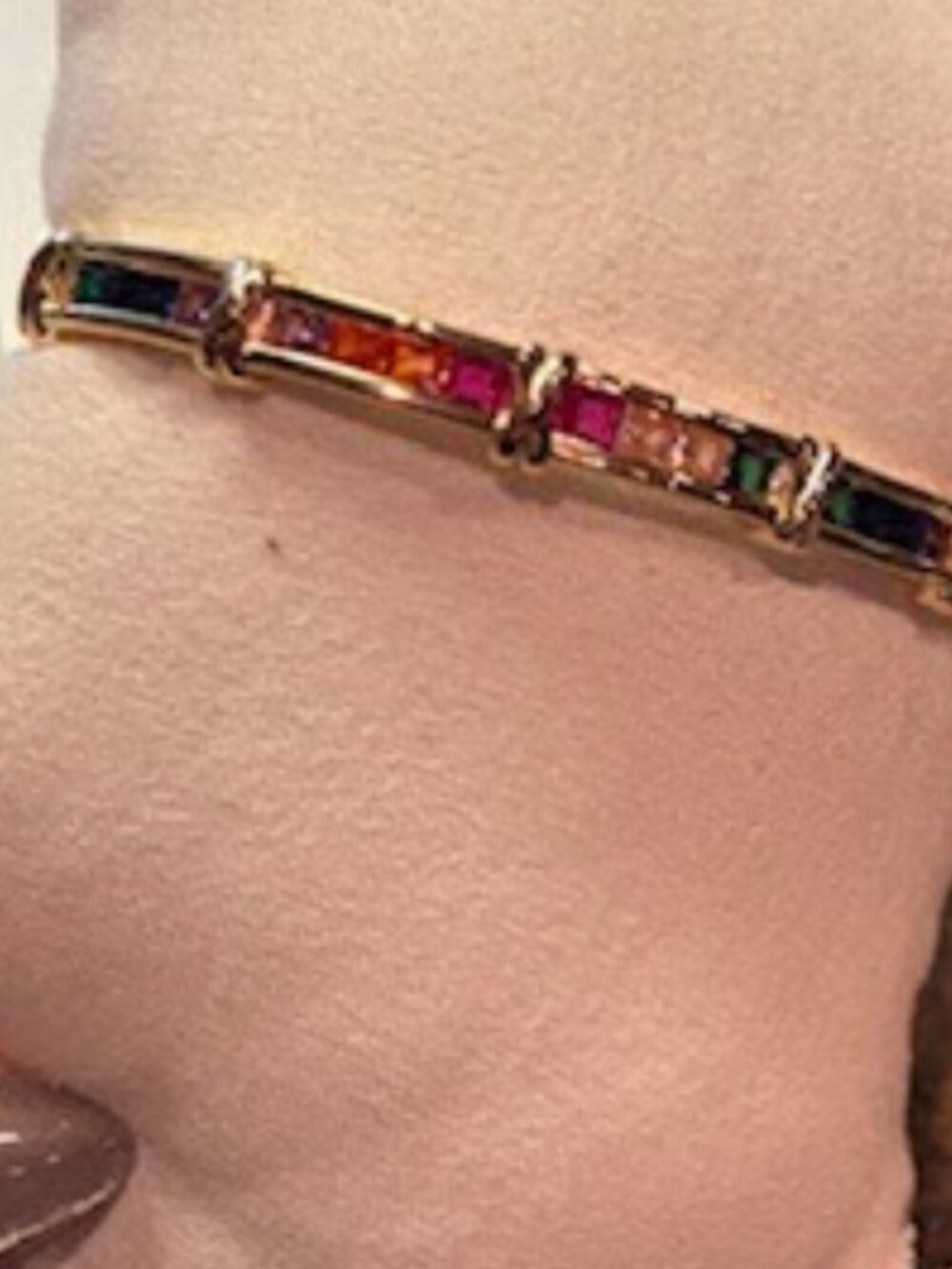Rainbow Gem Gold Plating Cuff Bracelet